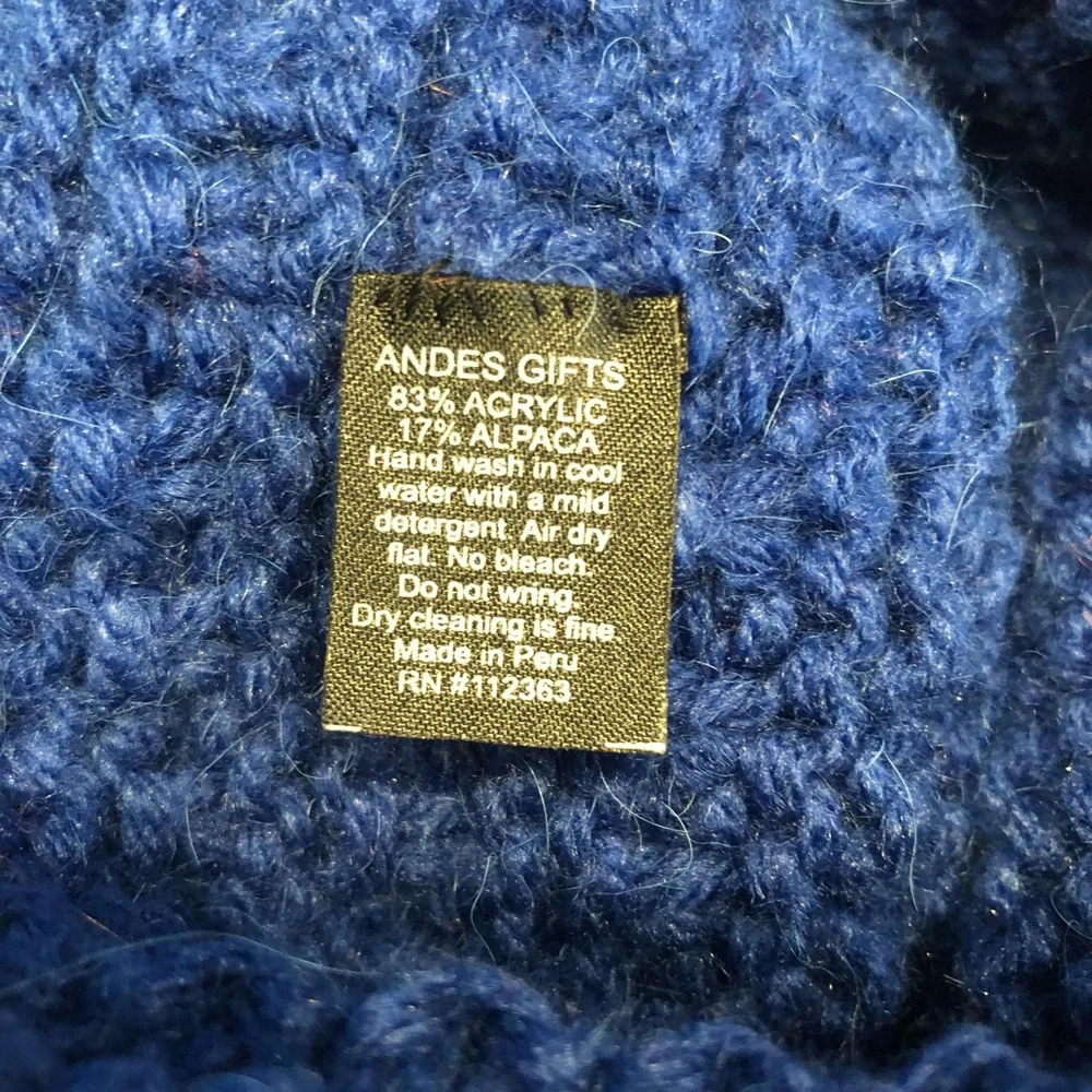 Andes Gifts Alpaca Blend Knit Crochet Ninja Superhero Hat Cap Red & Blue